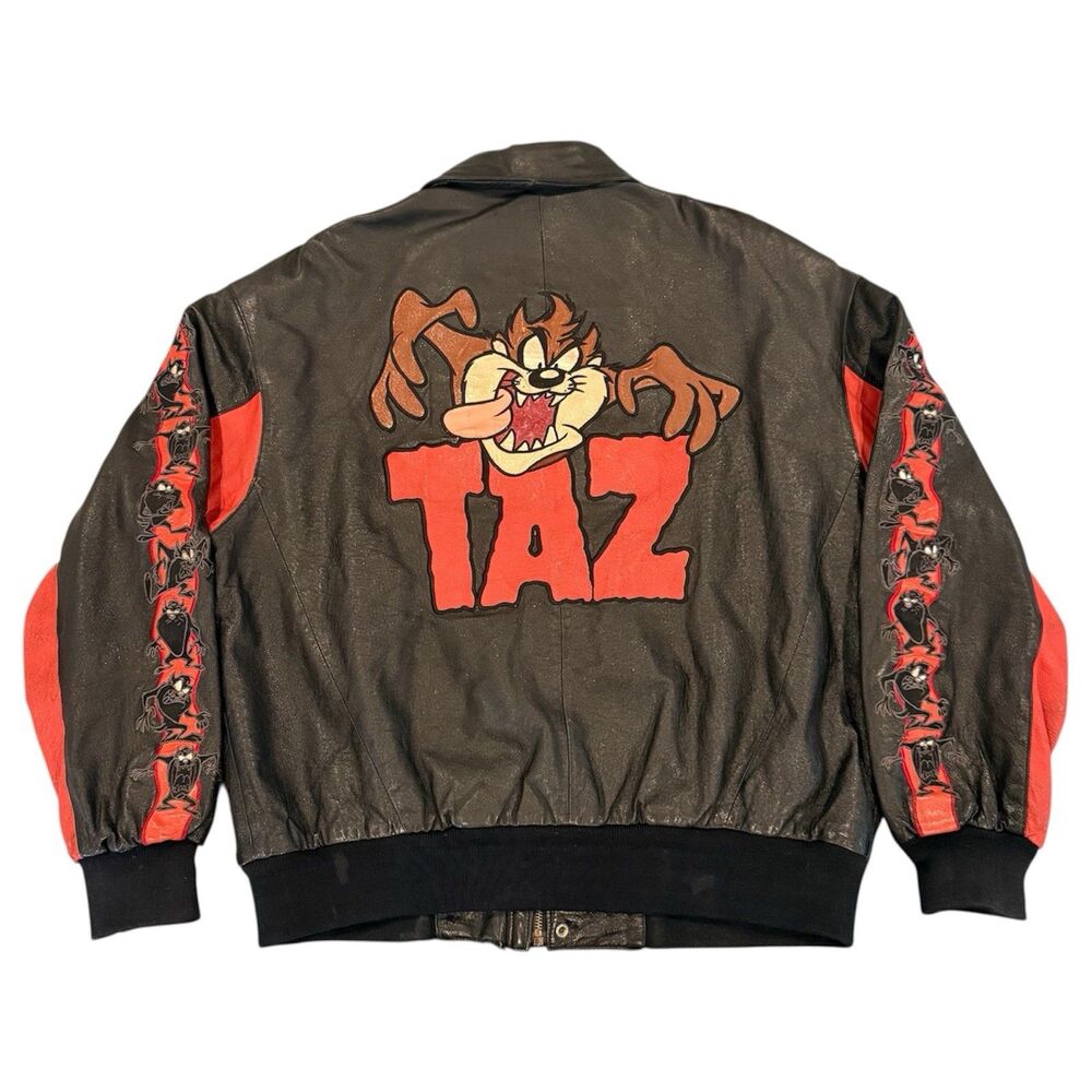 Vintage 1998 Looney Tunes Taz Leather Jacket XL Classic Collection Warner Bros